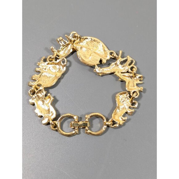 Premier Designs Noahs Ark Bracelet Gold Tone Chain Elephant Giraffe 6.5 in - Picture 6 of 9